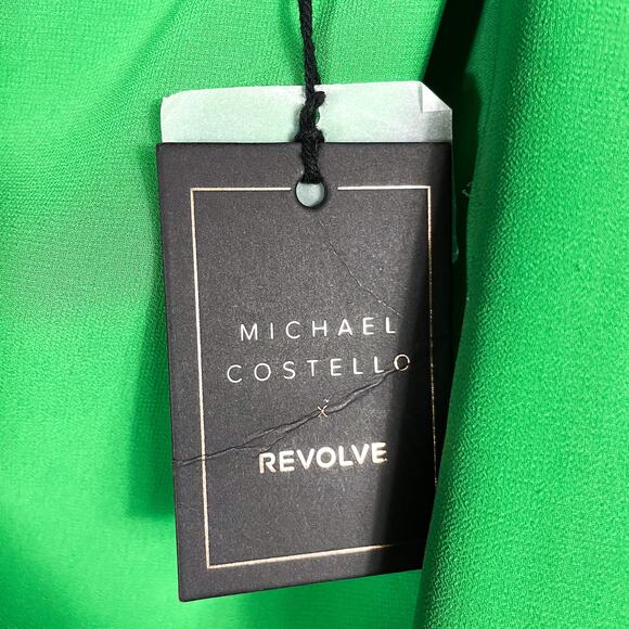 Michael Costello Heaven‎ Chiffon One Shoulder Dress Green Asymmetric Hem Sz XS - Picture 11 of 13